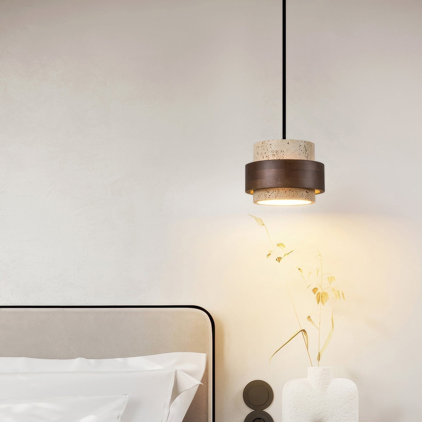 Natural Stone Wooden Island Pendant Lighting
