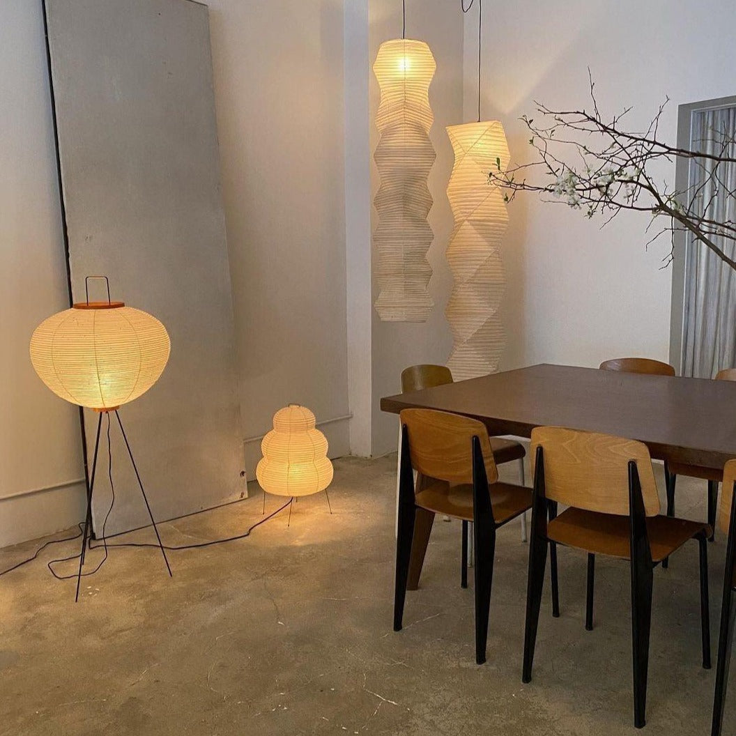 Warm White Paper Floor Lamp with Soft Lighting