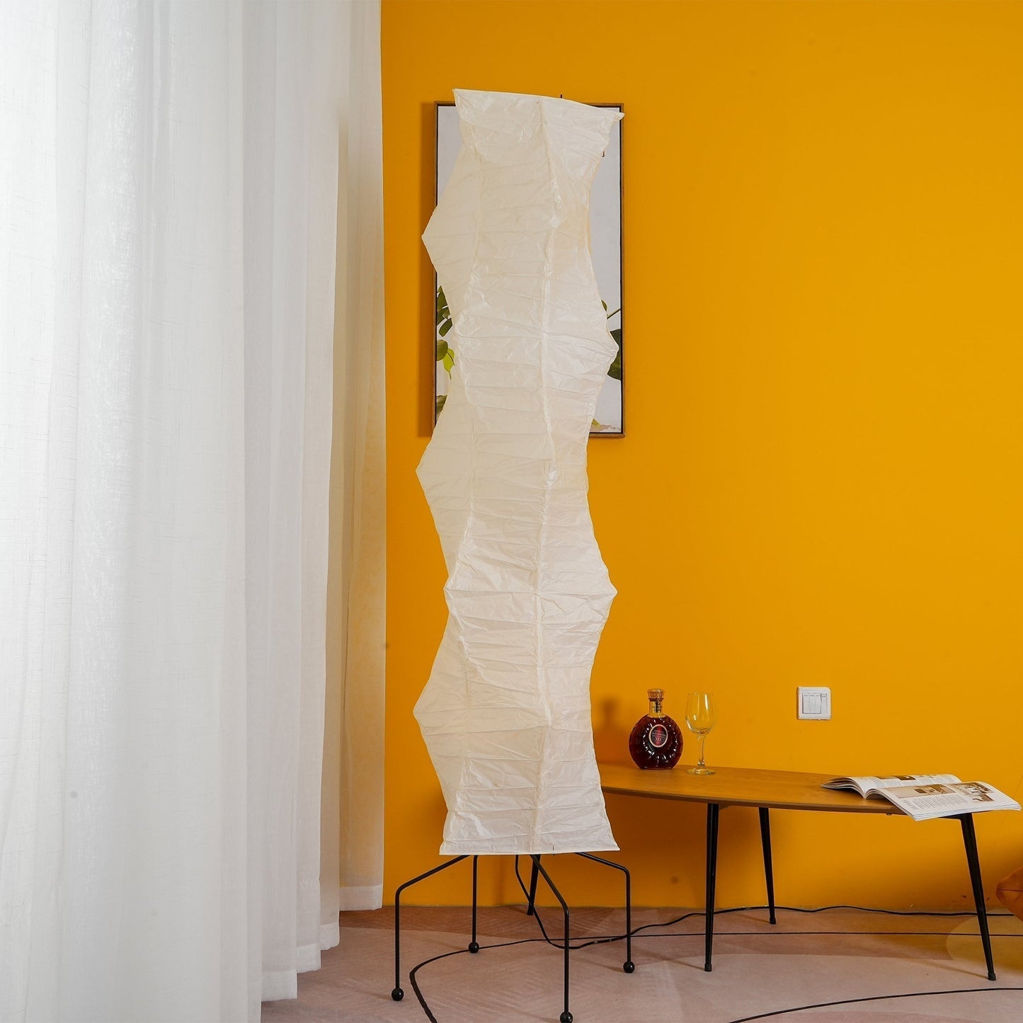 Warm White Paper Floor Lamp with Soft Lighting