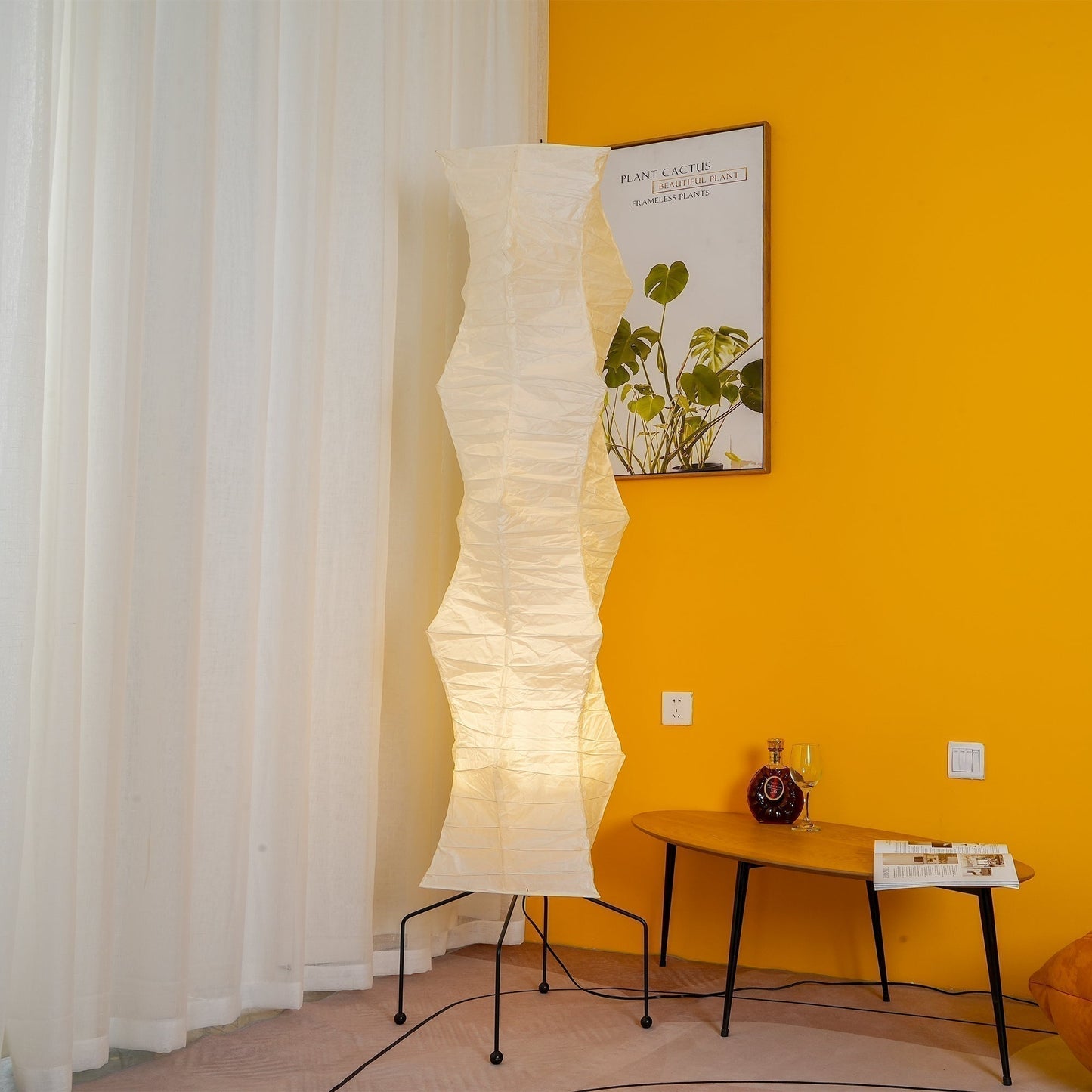 Warm White Paper Floor Lamp with Soft Lighting