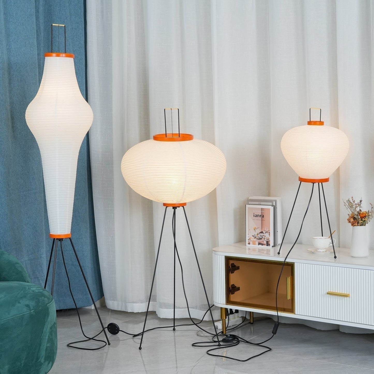 Asian Style Rice Paper Floor Light