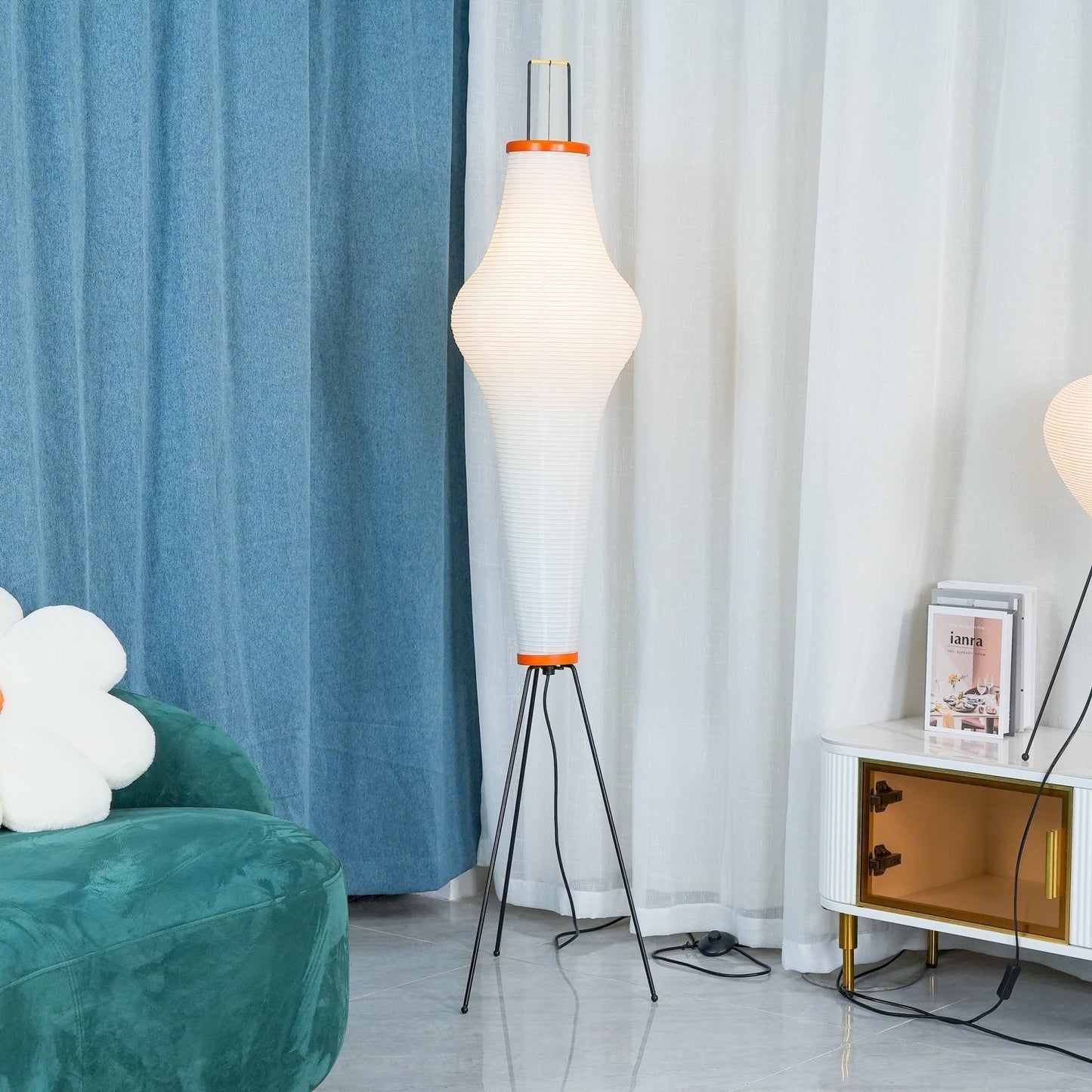 Warm White Paper Floor Lamp with Soft Lighting