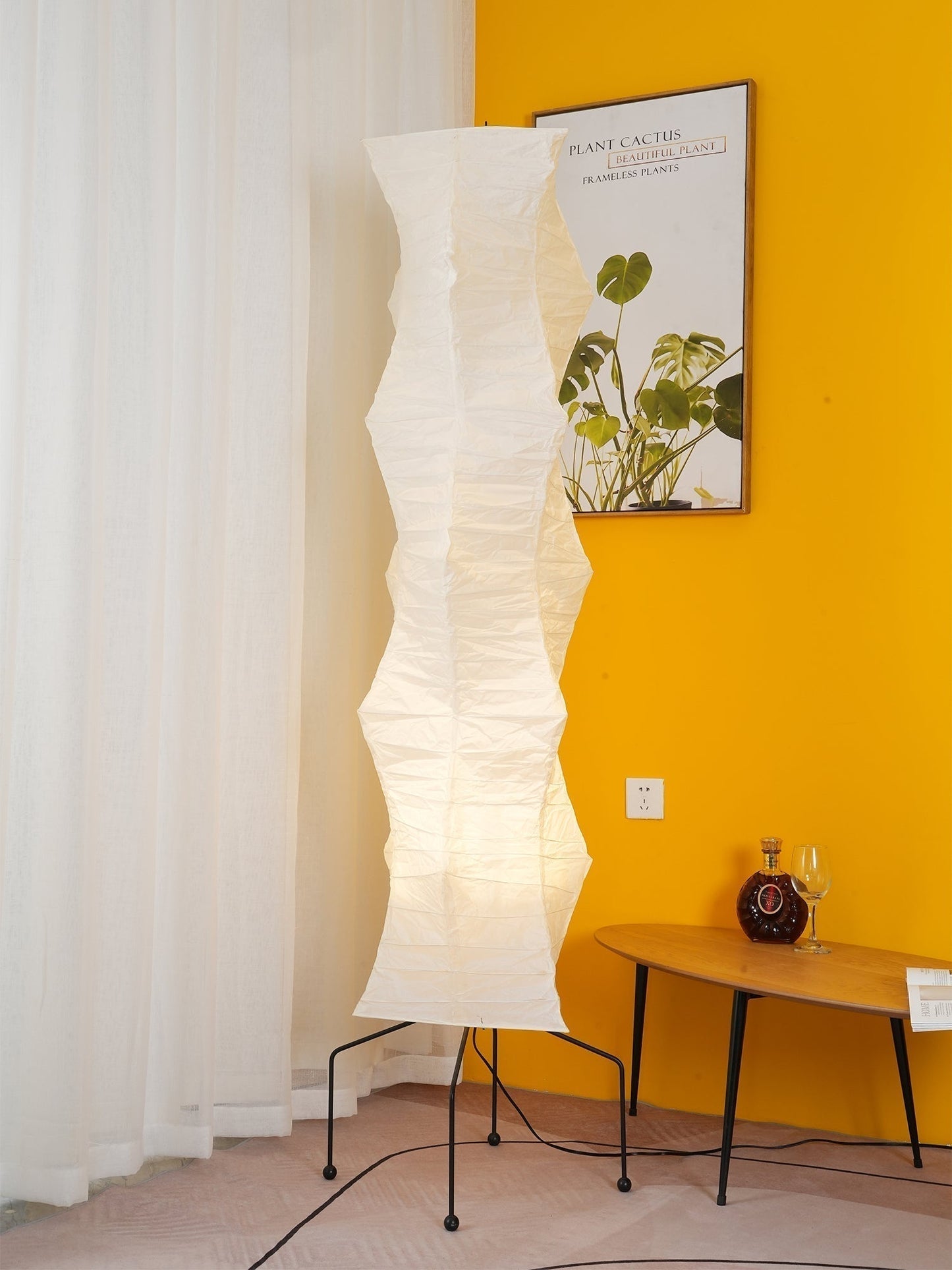 Warm White Paper Floor Lamp with Soft Lighting