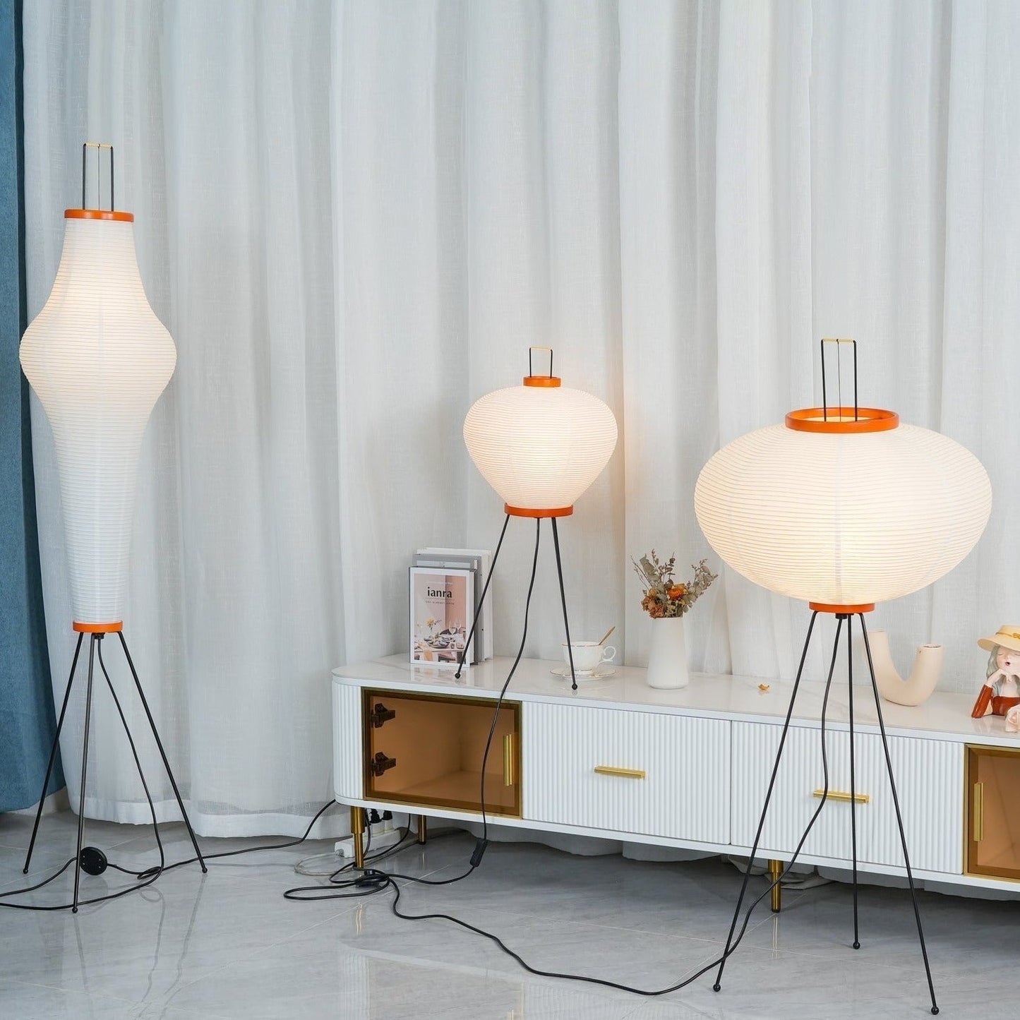 Asian Style Rice Paper Floor Light