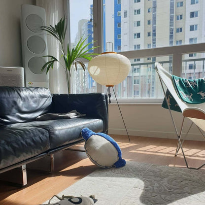 Warm White Paper Floor Lamp with Soft Lighting