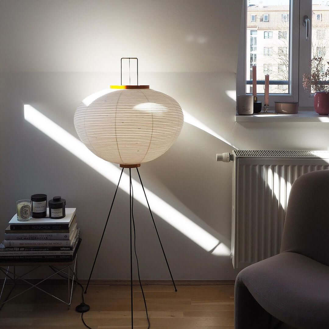 Warm White Paper Floor Lamp with Soft Lighting