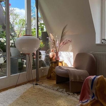 Warm White Paper Floor Lamp with Soft Lighting