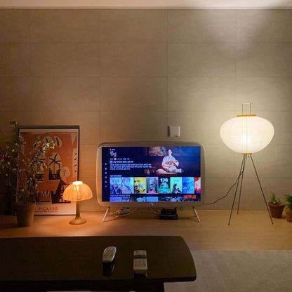 Warm White Paper Floor Lamp with Soft Lighting