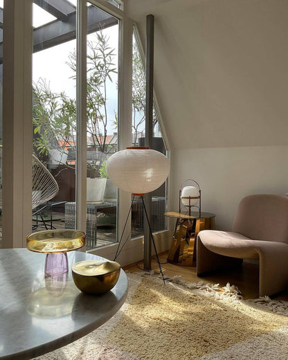 Warm White Paper Floor Lamp with Soft Lighting