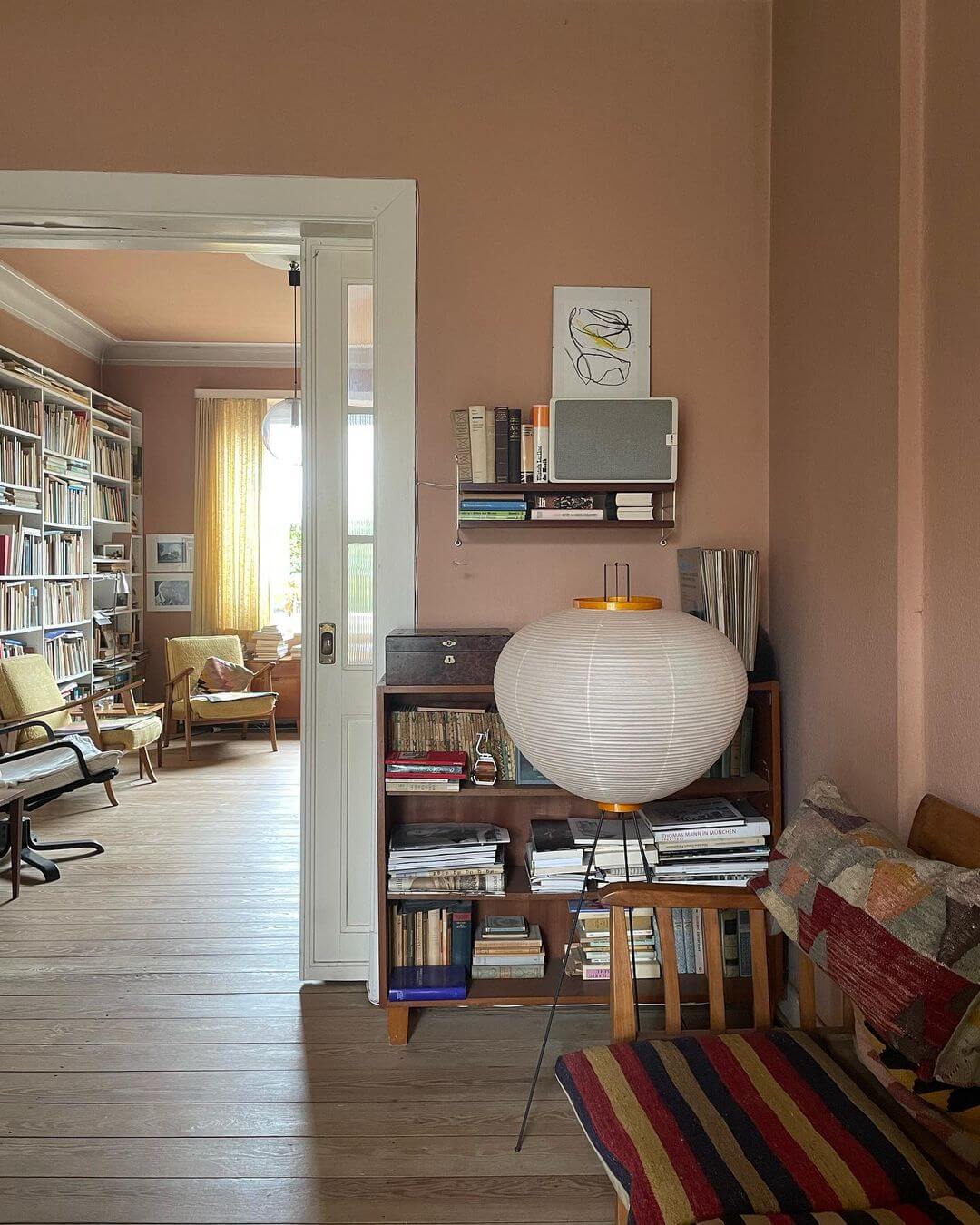 Warm White Paper Floor Lamp with Soft Lighting