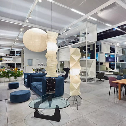 Warm White Paper Floor Lamp with Soft Lighting