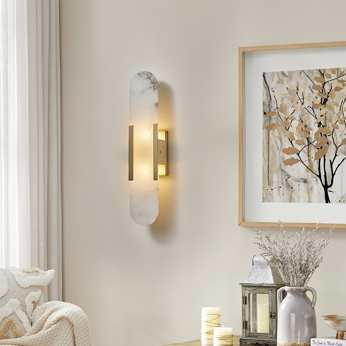 AlabasterGlow | Elegant Modern Alabaster Wall Sconce Lighting for Living Room 4