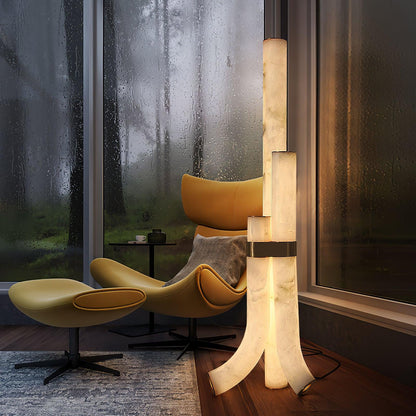 AlabasterGlow | Elegant Modern Triple Floor Lamp Design 3