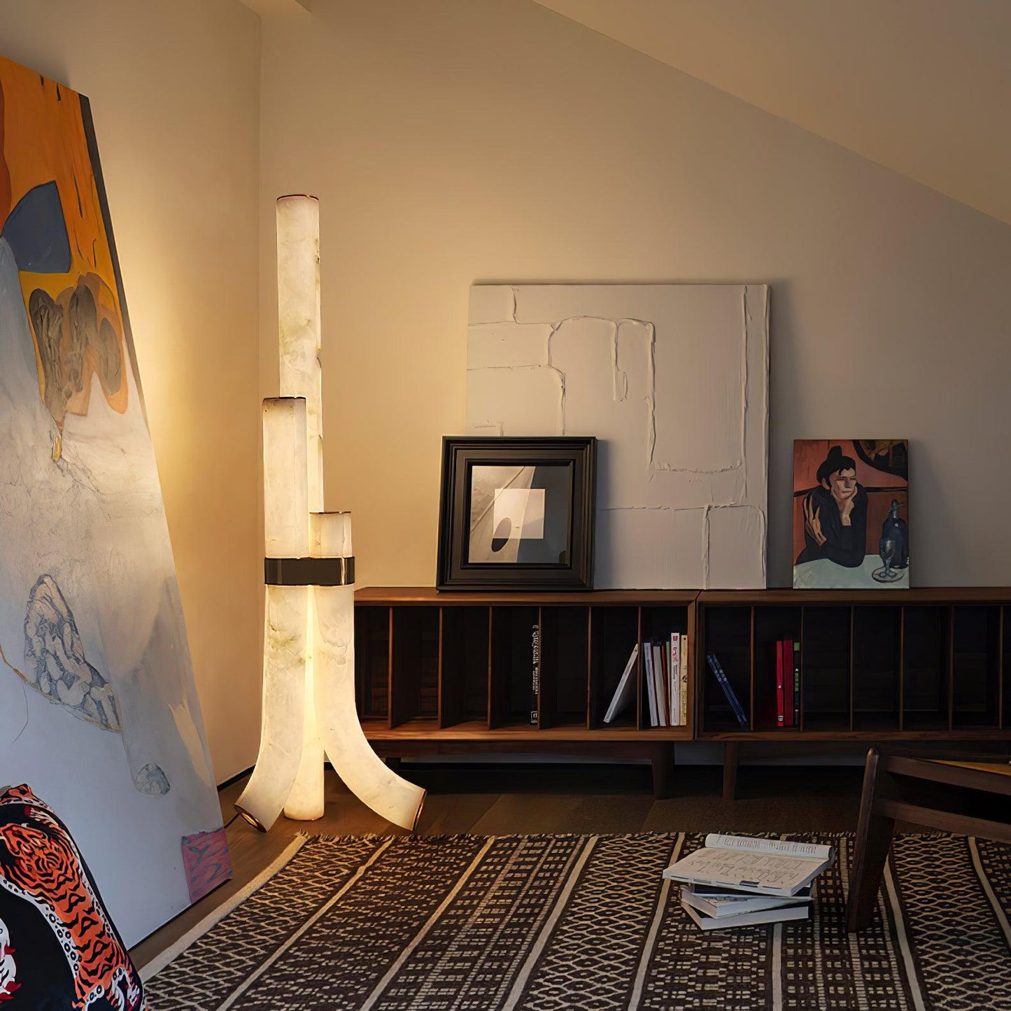 AlabasterGlow | Elegant Modern Triple Floor Lamp Design 4