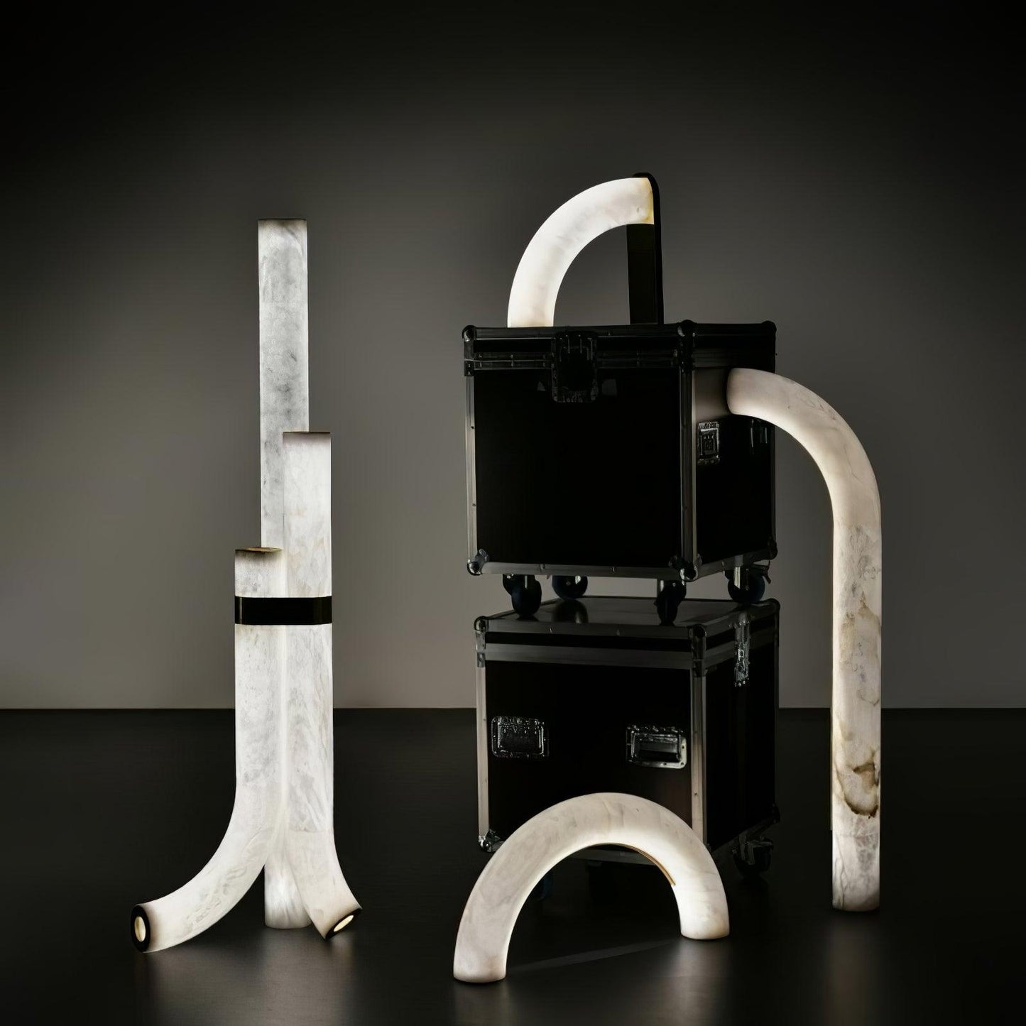 AlabasterGlow | Elegant Modern Triple Floor Lamp Design 5