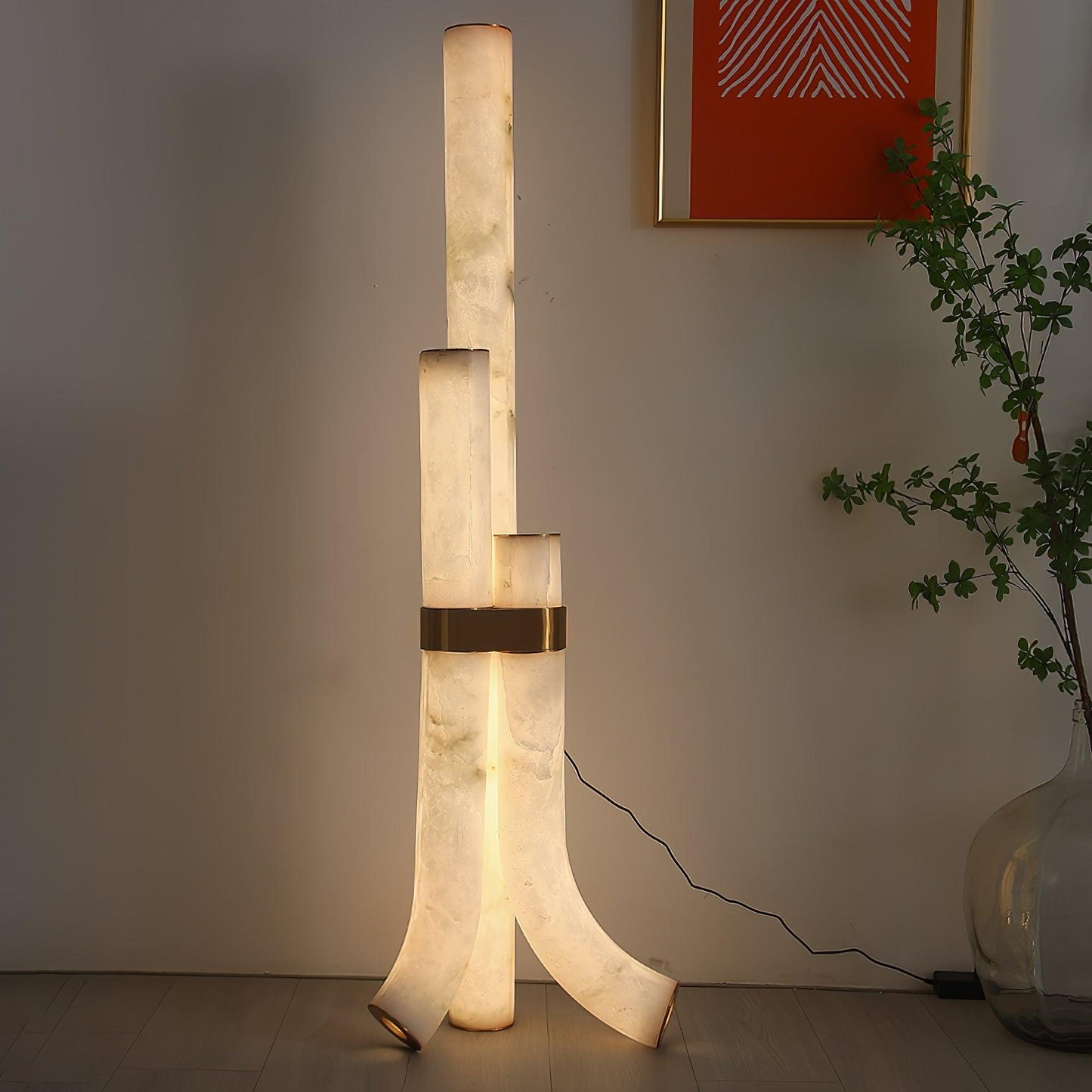 AlabasterGlow | Elegant Modern Triple Floor Lamp Design 6