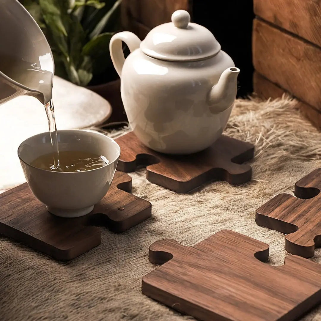 Alderon Walnut Puzzle Cup Coasters Inovessa