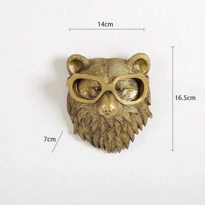 resin animal heads, bronze finish decor, wall accent pieces