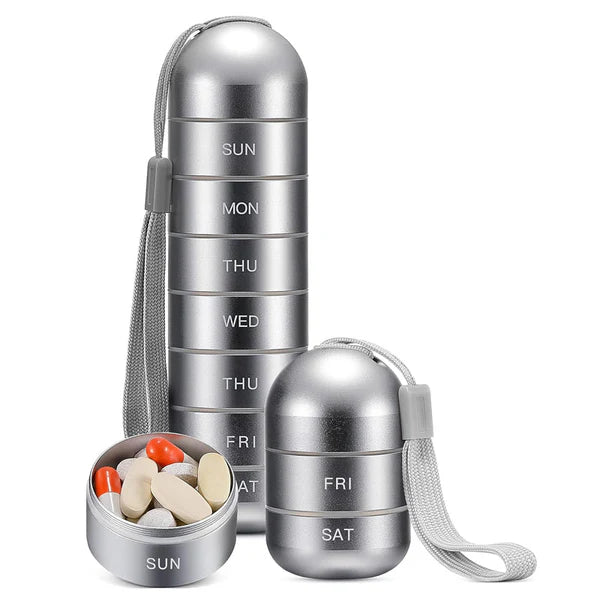 Aluminum 7-Day Portable Travel Pill Organizer, Pill Box Pill Container 2