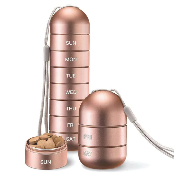 Aluminum 7-Day Portable Travel Pill Organizer, Pill Box Pill Container 3