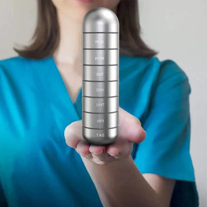 Aluminum 7-Day Portable Travel Pill Organizer, Pill Box Pill Container 5