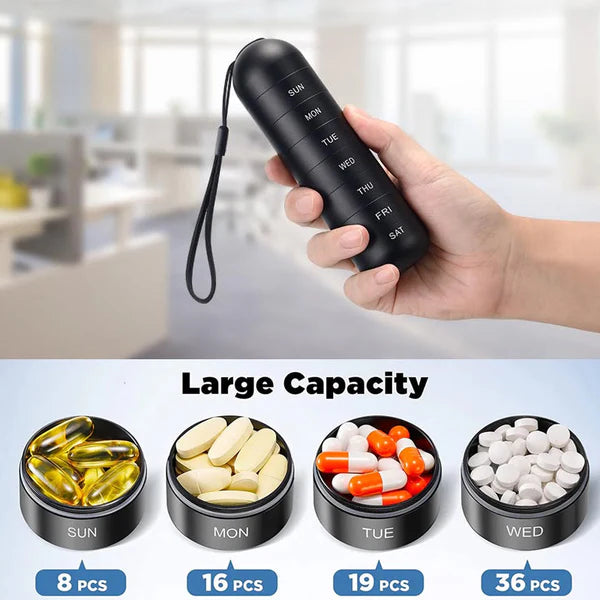 Aluminum 7-Day Portable Travel Pill Organizer, Pill Box Pill Container 6