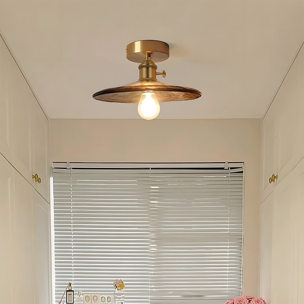 AmberGlow | Vintage Elegant Brass Flush Mount Ceiling Light Fixture 10