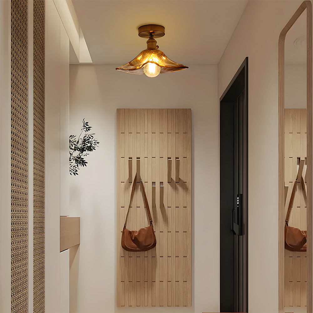 AmberGlow | Vintage Elegant Brass Flush Mount Ceiling Light Fixture 11