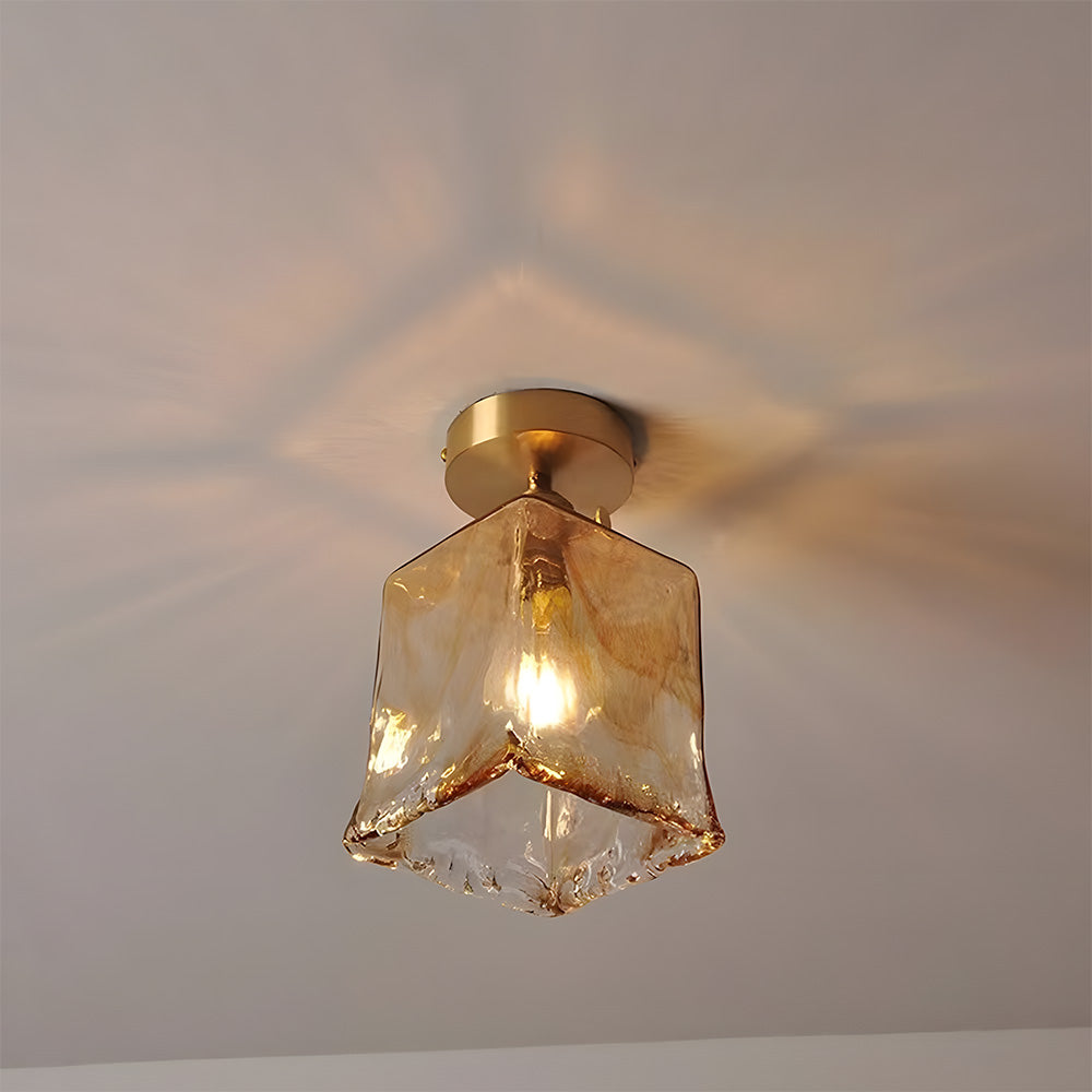 AmberGlow | Vintage Elegant Brass Flush Mount Ceiling Light Fixture 12