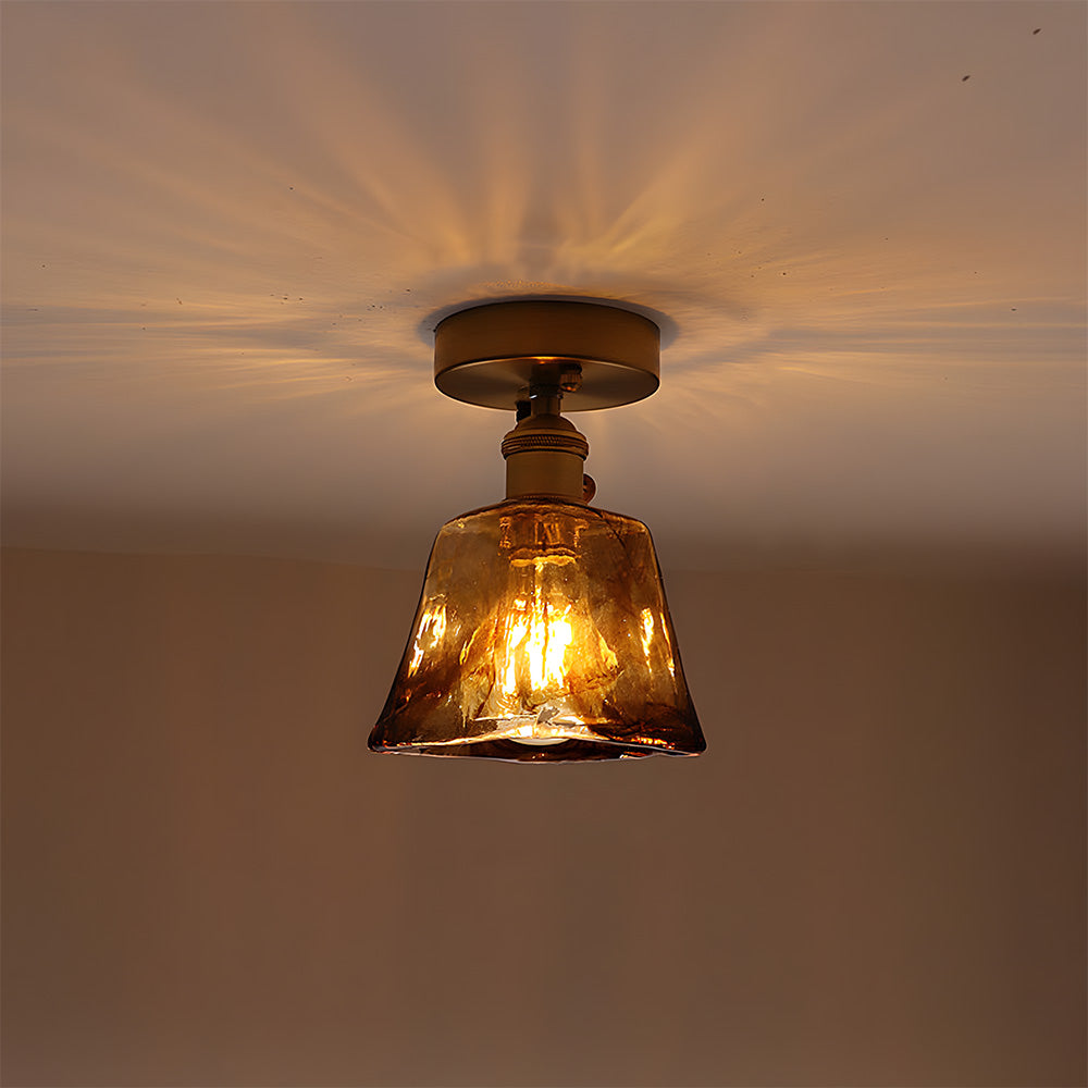 AmberGlow | Vintage Elegant Brass Flush Mount Ceiling Light Fixture 2