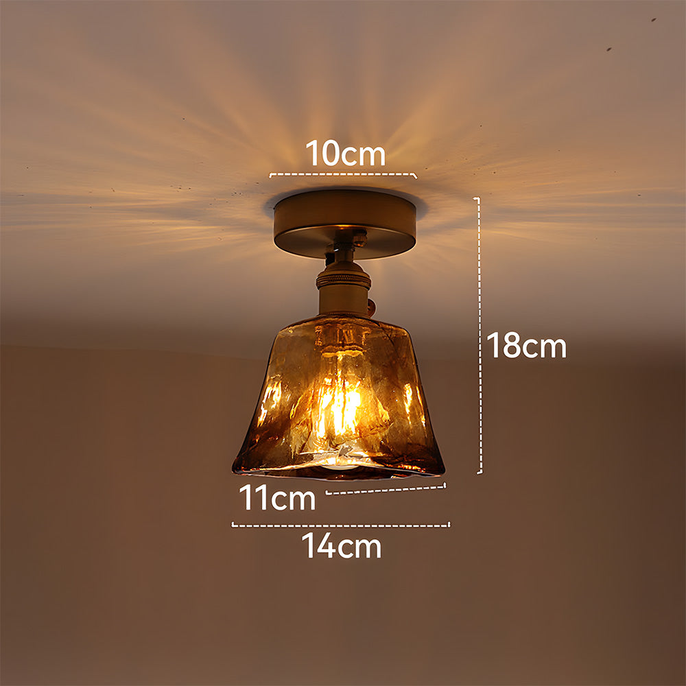 AmberGlow | Vintage Elegant Brass Flush Mount Ceiling Light Fixture 4