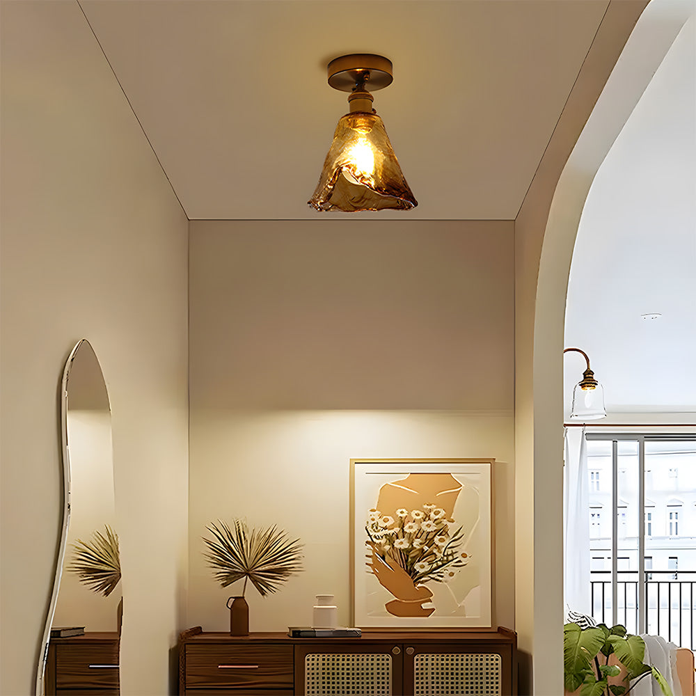 AmberGlow | Vintage Elegant Brass Flush Mount Ceiling Light Fixture 5