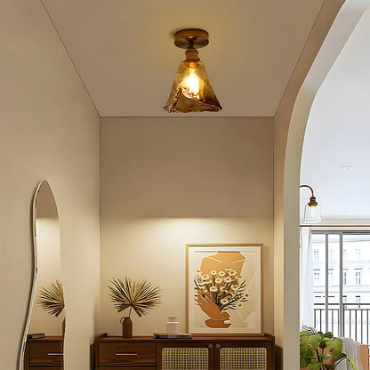AmberGlow | Vintage Elegant Brass Flush Mount Ceiling Light Fixture 5