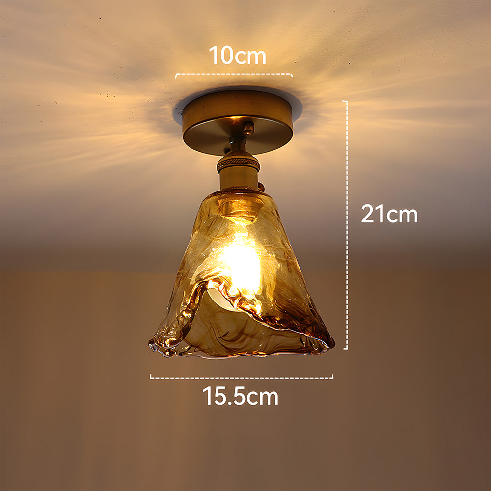 AmberGlow | Vintage Elegant Brass Flush Mount Ceiling Light Fixture 6