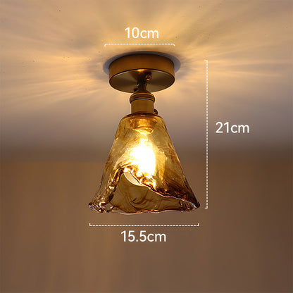 AmberGlow | Vintage Elegant Brass Flush Mount Ceiling Light Fixture 6