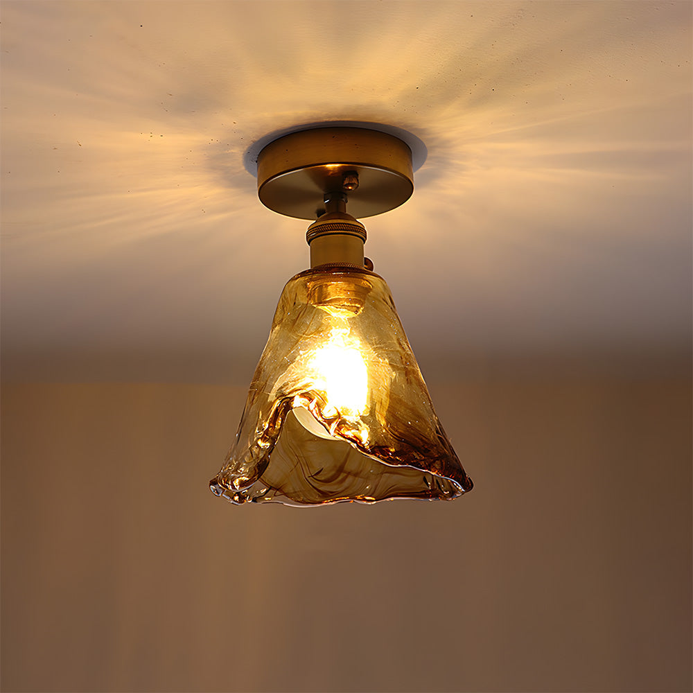 AmberGlow | Vintage Elegant Brass Flush Mount Ceiling Light Fixture 7