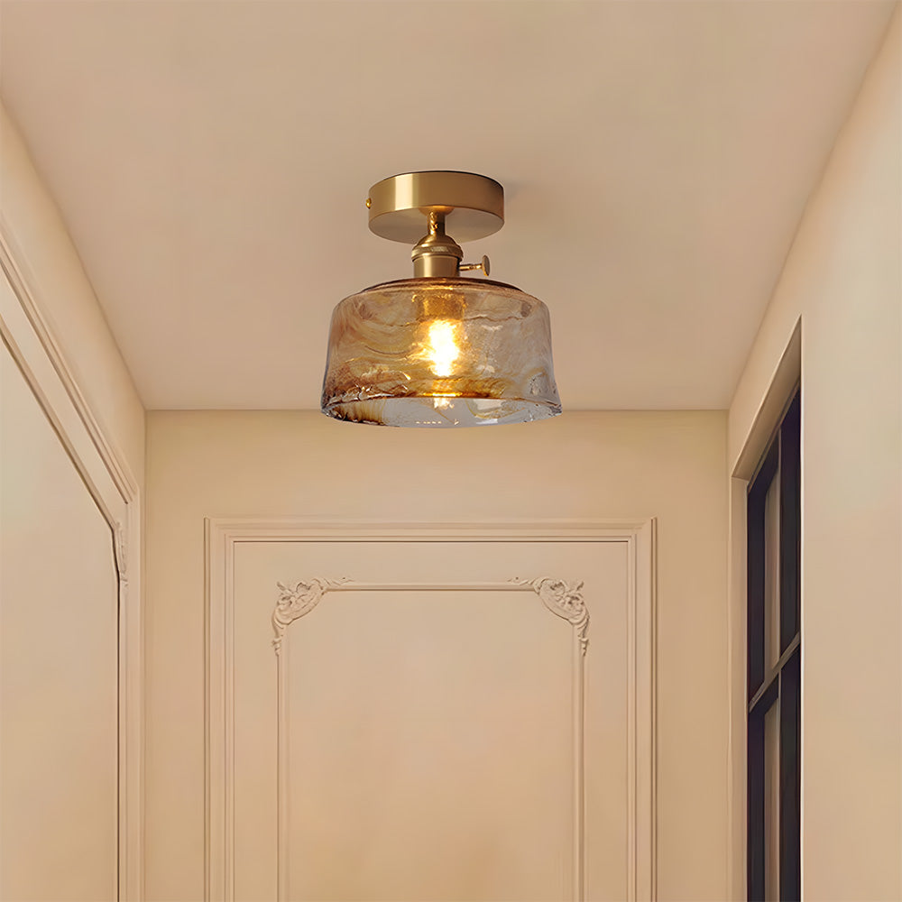 AmberGlow | Vintage Elegant Brass Flush Mount Ceiling Light Fixture 8