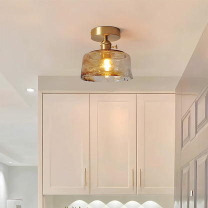 AmberGlow | Vintage Elegant Brass Flush Mount Ceiling Light Fixture 9