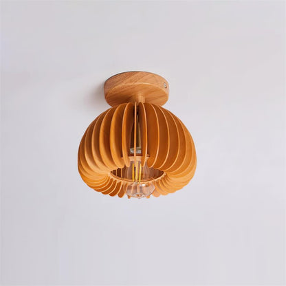 Cozy Farmhouse Style Wood Pumpkin Pendant Light - Lusomart