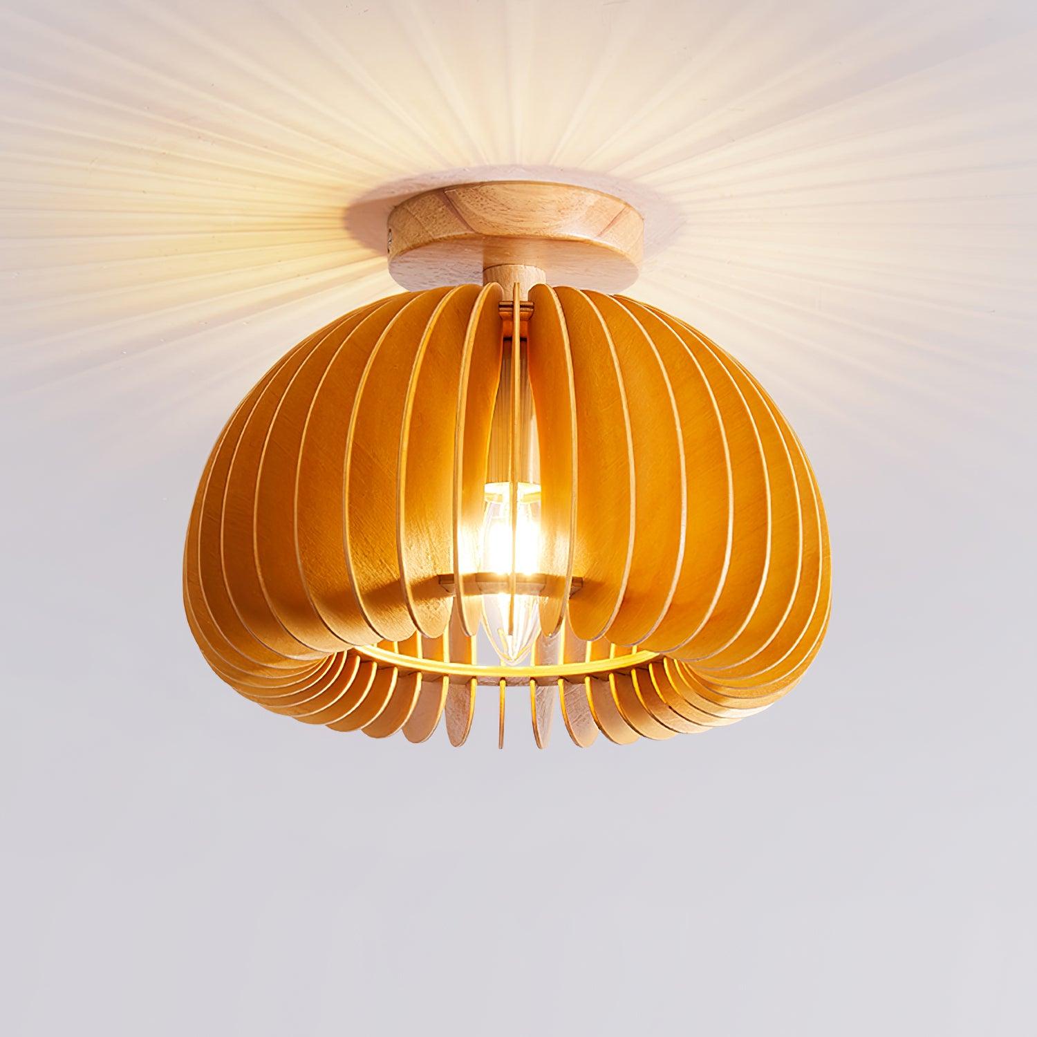Aneko | Charming Rustic Wooden Pumpkin Ceiling Light Fixture 2