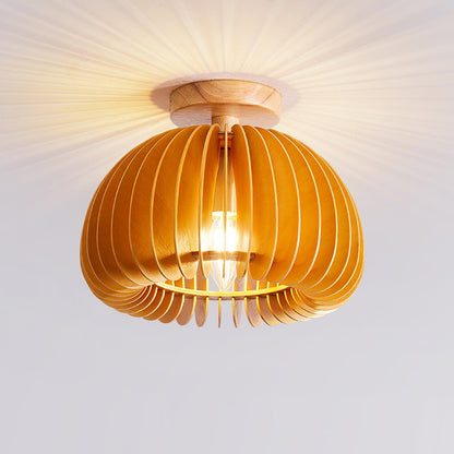 Aneko | Charming Rustic Wooden Pumpkin Ceiling Light Fixture 2