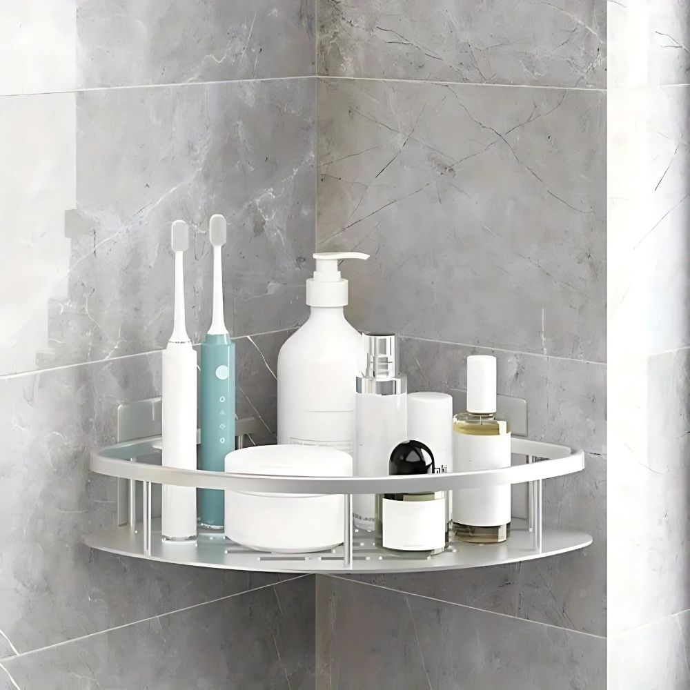 Modern Black Bathroom Corner Storage Shelf - Lusomart