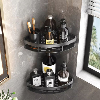 AquaAlu | Stylish Durable Black Shower Corner Shelf Organizer 4