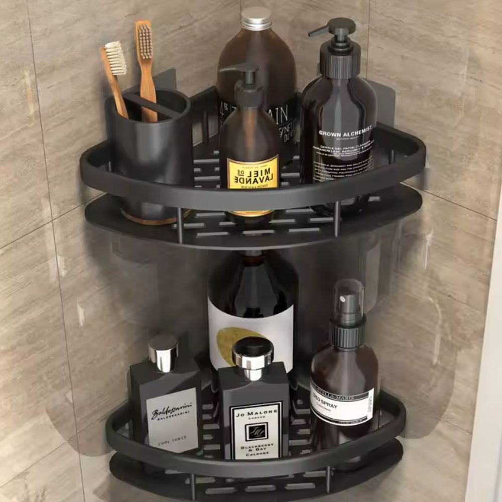 AquaAlu | Stylish Durable Black Shower Corner Shelf Organizer 5