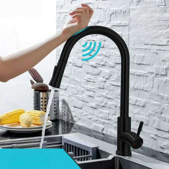 Modern Stainless Steel Kitchen Faucet with Pull Out Spray - Lusomart