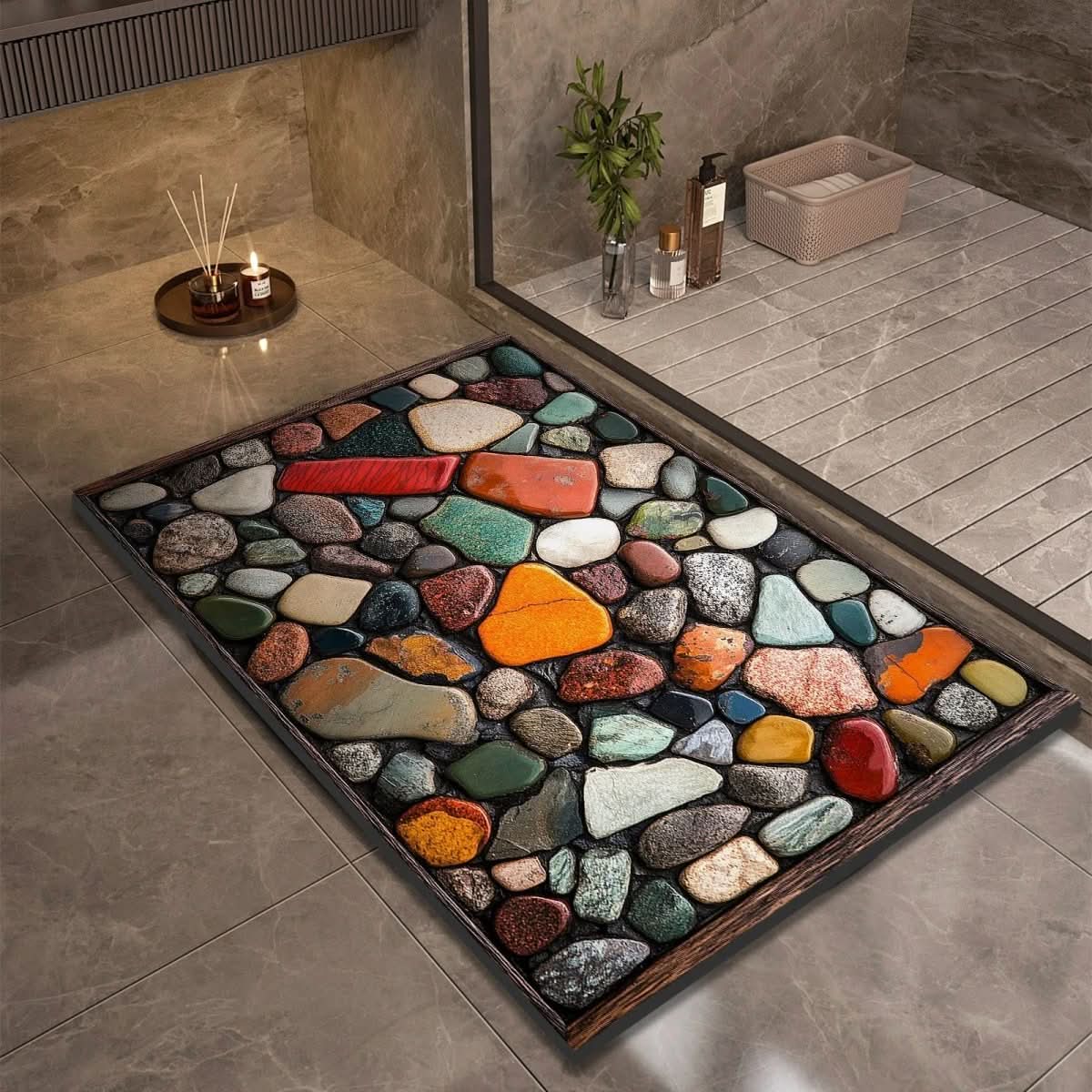 AquaStone | Stylish Non-Slip Diatomaceous Earth Bath Mat for Safety 1