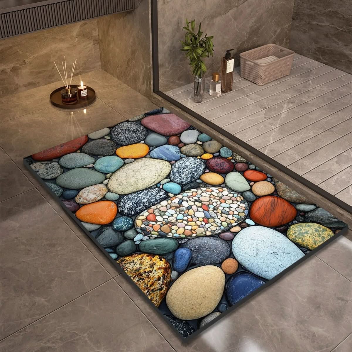 AquaStone | Stylish Non-Slip Diatomaceous Earth Bath Mat for Safety 2