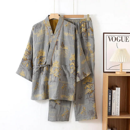 AquarelleCotton | Elegant Artistic Watercolor Kimono Pajama Set 3