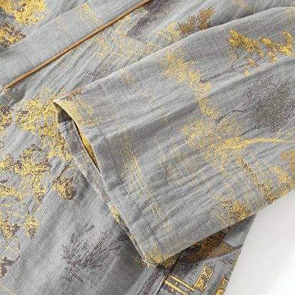 AquarelleCotton | Elegant Artistic Watercolor Kimono Pajama Set 6