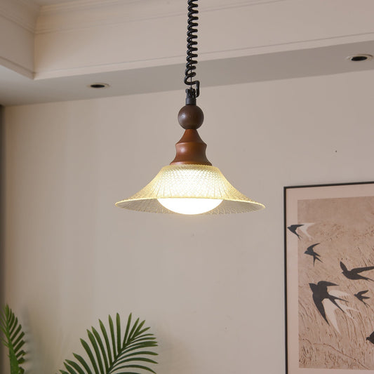 Stylish Wooden Glass Pendant Lamp - Lusomart